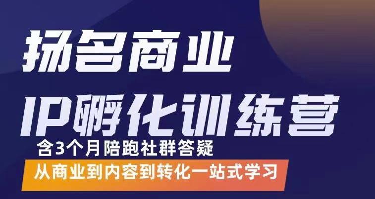 杨名商业IP孵化训练营，从商业到内容到转化一站式学价值5980元