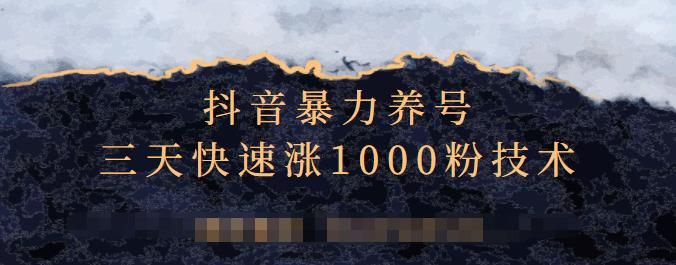 抖音暴力养号，三天快速涨1000粉技术【视频课程】