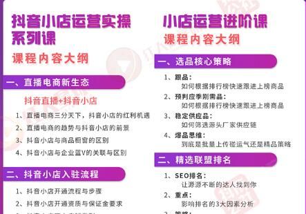 小店运营全套系列课从基础入门到进阶精通，系统掌握月销百万小店核心秘密