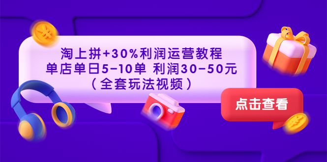 淘上拼+30%利润运营教程：单店单日510单利润3050元（全套玩法视频）