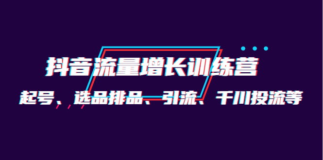 月销1.6亿实操团队·抖音流量增长训练营：起号、选品排品、引流千川投流等