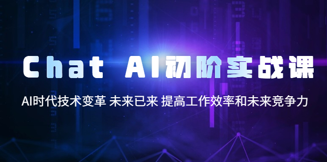 ChatAI初阶实战课，AI时代技术变革未来已来提高工作效率和未来竞争力