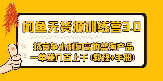 闲鱼无货源训练营3.0找竞争小利润高的蓝海产品一单赚几百上千(教程+手册)