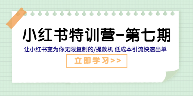 小红书特训营第七期让小红书变为你无限复制的/提款机低成本引流快速出单