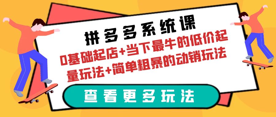 拼多多系统课：0基础起店+低价起量玩法+动销实战案例