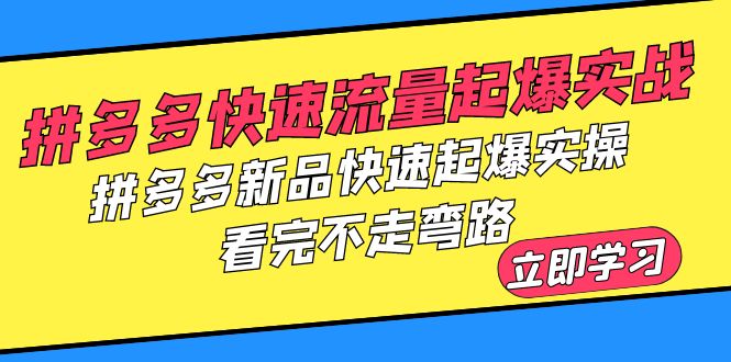 拼多多快速流量起爆实战，新品快速起爆实操，不走弯路！