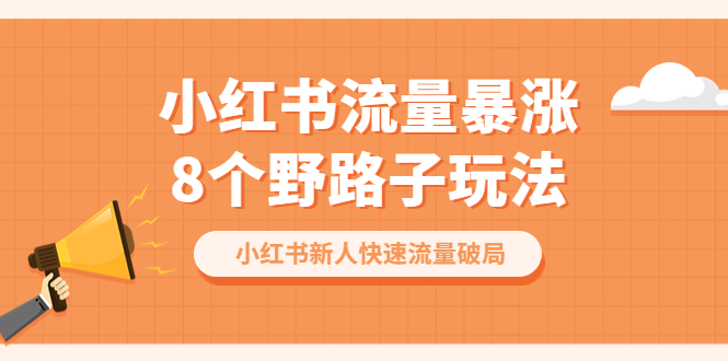 小红书流量暴涨8个野路子玩法：小红书新人快速流量破局（8节课）