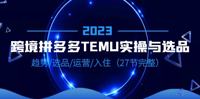 2023跨境拼多多TEMU实操与选品，趋势选品运营全解析（27节完整）