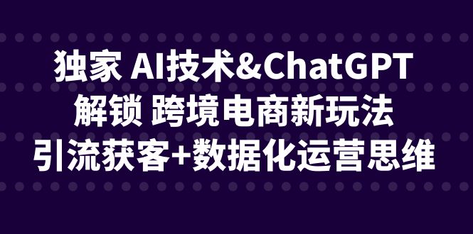 独家AI技术&ChatGPT解锁跨境电商新玩法，引流获客+数据化运营思维