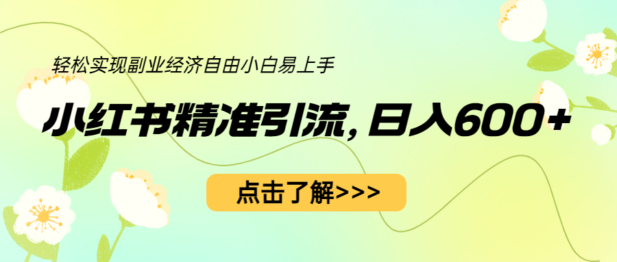 小红书精准引流，小白日入600+，轻松实现副业经济自由（教程+1153G资源）