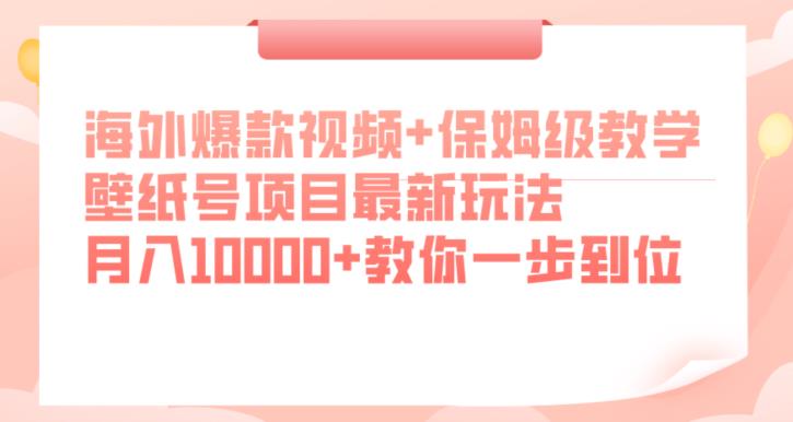 海外爆款视频+保姆级教学，壁纸号项目最新玩法，月入10000+教你一步到位【揭秘】