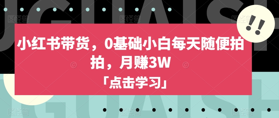 小红书带货新玩法，0基础小白也能月赚3W【揭秘方法】