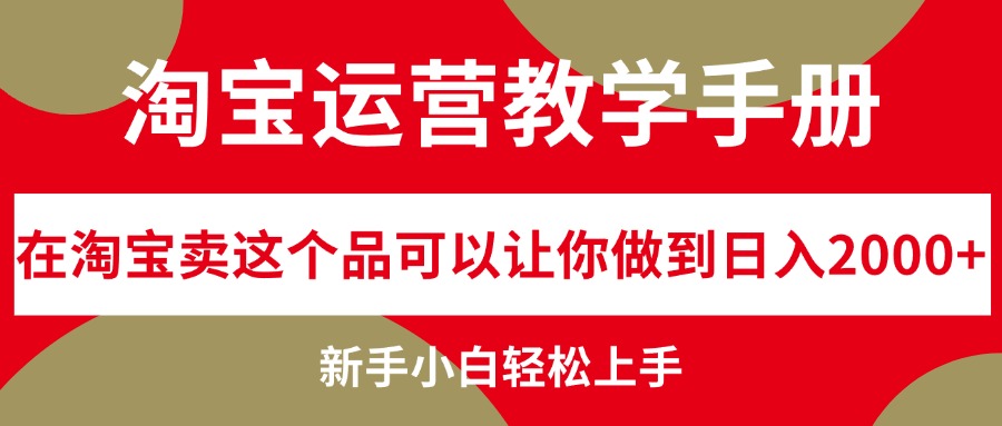 淘宝运营教学手册，在淘宝卖这个品可以让你做到日入2000+