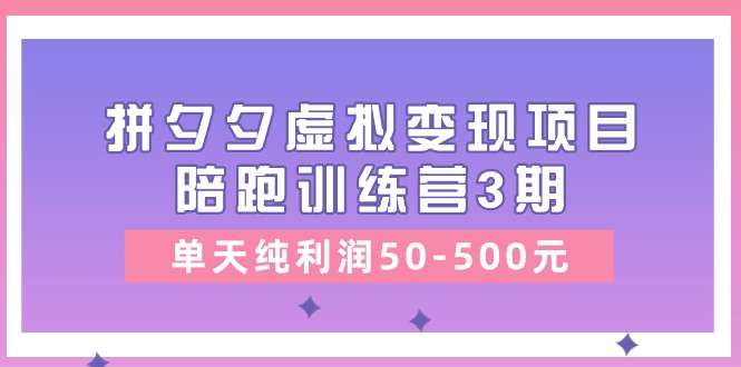 某收费培训《拼夕夕虚拟变现项目陪跑训练营3期》单天纯利润50500元