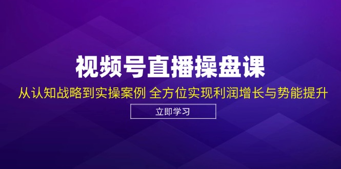 视频号直播操盘课，从认知战略到实操案例全方位实现利润增长与势能提升-2023赚钱项目-创业项目 - 玩锤子创业网