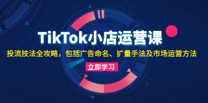 TikTok小店运营课：投流技法全攻略，包括广告命名扩量手法及市场运营方法