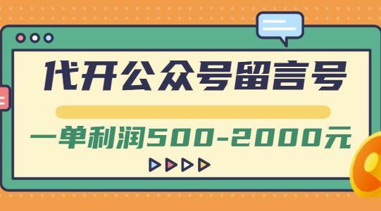 代开公众号留言号项目教程，一单利润5002000元【视频教程】