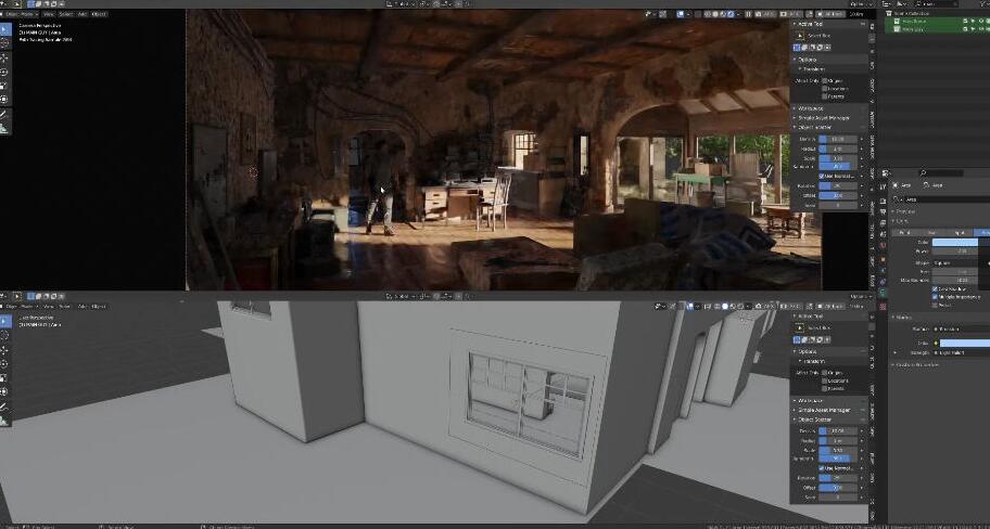 Blender游戏场景室内环境材质渲染教程（带字幕无文件）